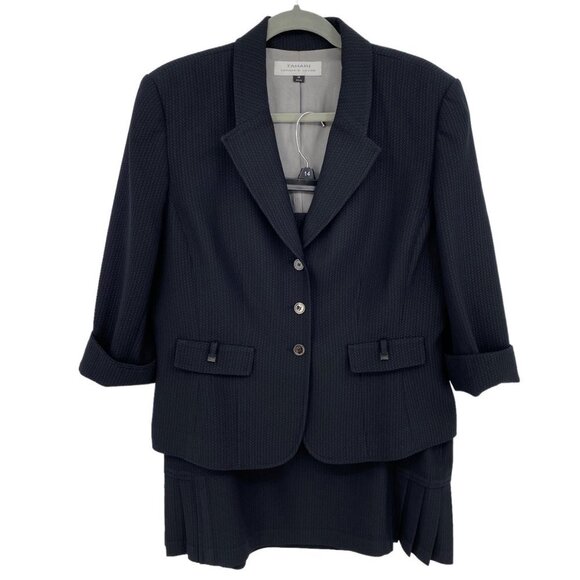 Tahari ASL Chevron Skirt Suit Black Chevron Pattern Women's 16 - Picture 1 of 16